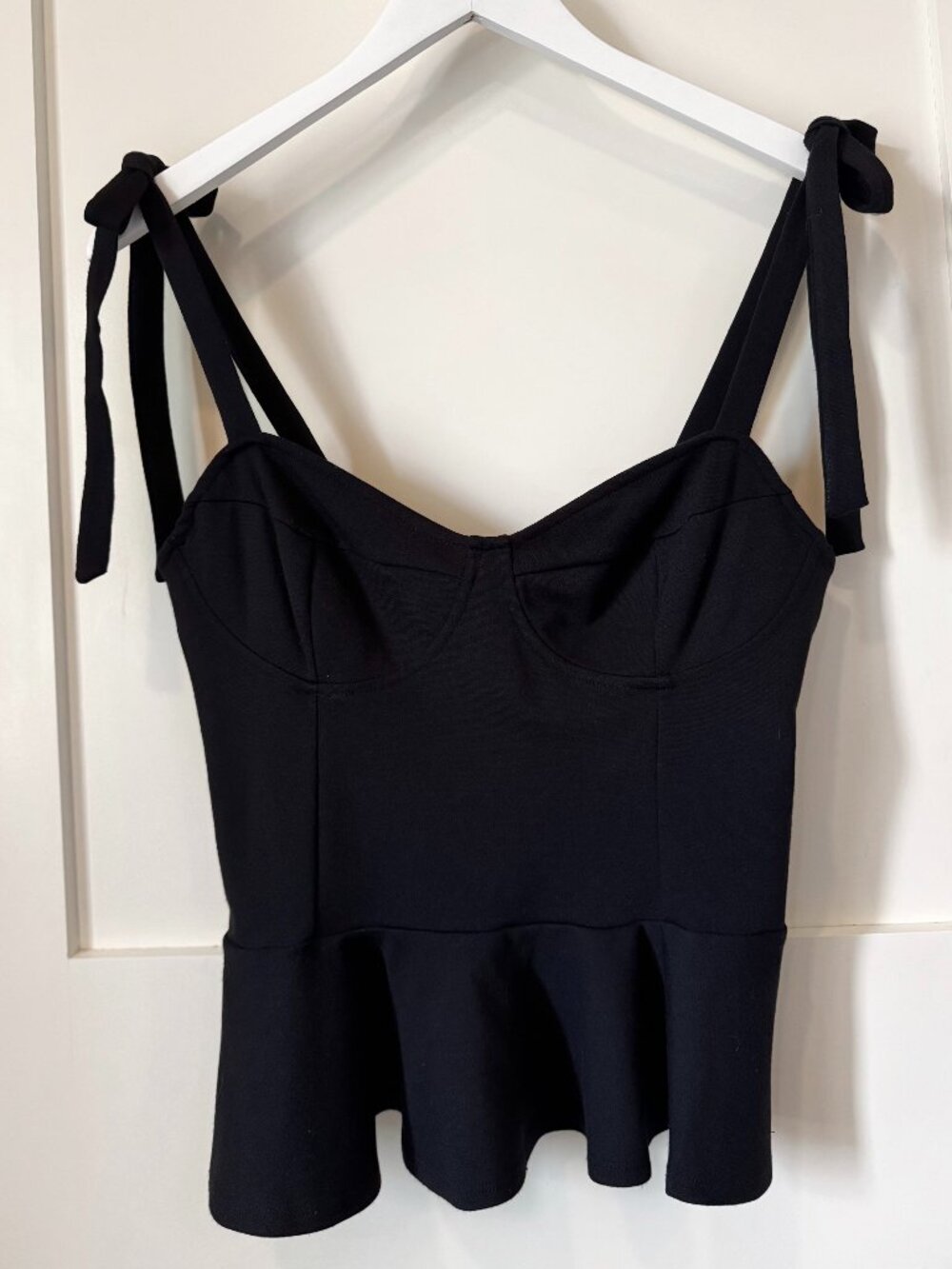 Urban Outfitters Black Bow-Strap Peplum Bustier Top - Like New - Size L